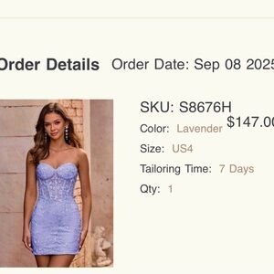 Elegant Strapless Lavender Dress